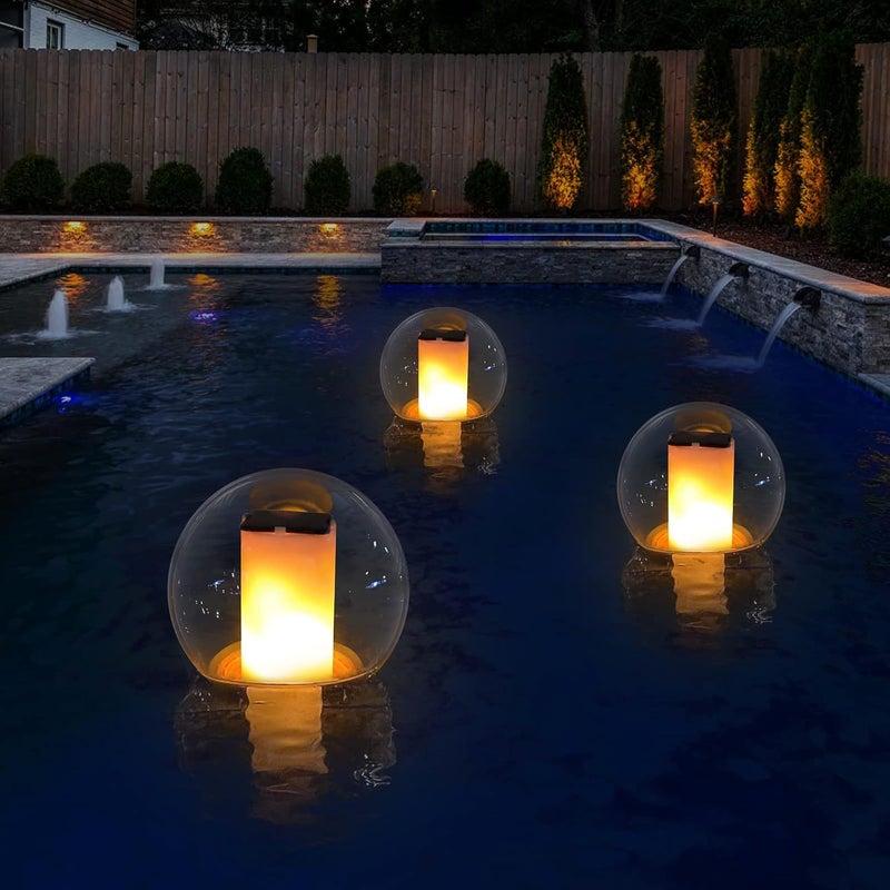 VISOFO Floating Lights Solar Powered Globes for Pool, Pond, Patio & Hot Tub – Outdoor Lanterns Look Like Candles or Torches, Fun Decorations & Cool Gifts for Adults, Pool Toys & Must-Have Decor - Image 1
